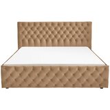 home24 OBLAZINJENA POSTELJA 200 cm x 140 cm , tekstil svetlo rjava | Shoptok.si
