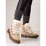 SHELOVET Women's beige snow boots with sheepskin coat | Shoptok.si