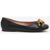 Resti Black women's eco-leather ballerinas with golden gassi decoration - shoes | Shoptok.si