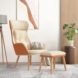  Stolica za opuštanje i tabure od umjetne kože i tkanine krem | shoptok.hr