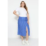 Trendyol Curve Plus Size Skirt - Blue - Midi Cene