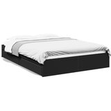 Maison Chic Posteljni okvir - Dvoposteljna postelja - Zakonska postelja s predali črn 160x200 cm inženirski les, (21694465) | Shoptok.si