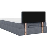 vidaXL Otomanski posteljni okvir z vzmetnico siv 120x200 cm žamet | Shoptok.si