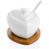 Brandani Porcelanasta posoda za sladkor z žlico in podstavkom iz bambusa Heart Cene
