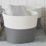  Košare za pohranu 2 kom sive-bijele Ø 24 x 18 cm pamučne | shoptok.hr