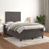Box spring postelja z vzmetnico temno siva 120x200 cm žamet, (20790952) Cene