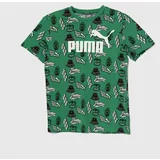 Puma Otroška bombažna kratka majica ESS+ MID 90s AOP B zelena barva