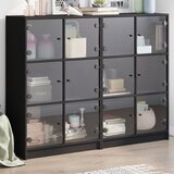 vidaXL Knjižna omara z vrati črna 136x37x109 cm inženirski les Cene