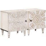  Noćni ormar 2 pcs Bijelo 40 x 33,5 x 46 cm Čvrsto drvo manga | shoptok.hr