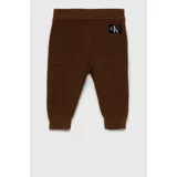 Calvin Klein Jeans Dječje pamučne hlače boja: smeđa, glatki materijal