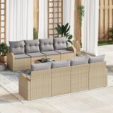 Vrtna garnitura - 9-dijelni set vrtnih sofa s jastučićima Bež poli ratan | shoptok.hr