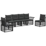  Set vanjskih sofa s jastukom 6 pcs Crna i tamno siva Poliester | shoptok.hr