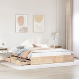 vidaXL Posteljni okvir brez vzmetnice 200x200 cm trdna borovina Cene