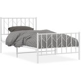 Furnova Kovinski posteljni okvir z vzglavjem in vznožjem bel 100x200 cm, (21935235) | Shoptok.si