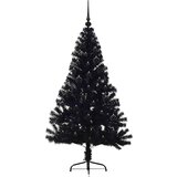 vidaXL Umjetna preddekorirana božićna jelka Črna 150 cm PVC | Shoptok.si