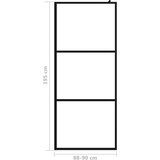 Pregrada za tuširanje s prozirnim staklom ESG crna 90 x 195 cm | shoptok.hr