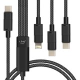 LINQ Kabel USB-C z Lightning + 2 USB-C 60W Fast Charge 1,2 m dolg, Črna, (5000220128) | Shoptok.si