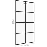 Pregrada za tuš s prozornim ESG steklom 90x195 cm črna, (20683791) | Shoptok.si