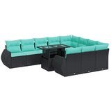  11-dijelni set vrtnih sofa poliratan i bagrem s jastucima crni | shoptok.hr