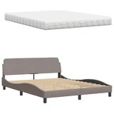 Krevet s madracem Hanko smeđesivi 160x200 cm tkanina | Eponuda.com