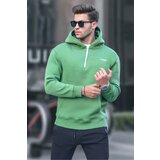 Madmext Green Zippered Hooded Sweatshirt 6143 Cene