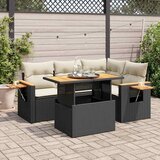 vidaXL Vrtna sedežna garnitura 5-delna z blazinami poli ratan/akacija, (21781783) | Shoptok.si