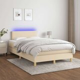 vidaXL Box spring postelja z vzmetnico LED krem 120x190 cm blago | Shoptok.si