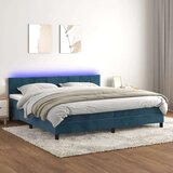  Box spring postelja z vzmetnico LED temno modra 200x200cm žamet, (20790893) Cene