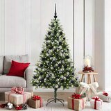  Umjetna jelka s pantenom i pahuljicama Zelena i bijela 180 cm | shoptok.hr