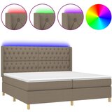  box spring s madracem LED smeđesivi 200x200 cm tkanina | shoptok.hr