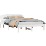 vidaXL Posteljni okvir z naslonom Bela 150x200 cm Trden les Bor | Shoptok.si