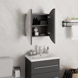  Kupaonski ormarić s okruglim ogledalom LED sivi 40x40x17,5 cm | shoptok.hr
