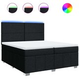vidaXL Box spring postelja z vzmetnico črn 200x200 cm blago | Shoptok.si