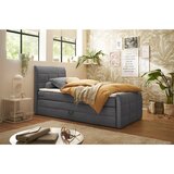 MID.YOU POSTELJA BOXSPRING x , tekstil, leseni material temno siva | Shoptok.si