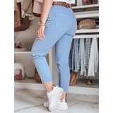 DStreet Spodnie damskie casualowe z paskiem MADELINA niebieskie | Shoptok.si