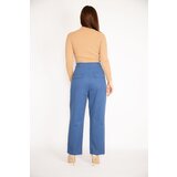Şans Women's Indigo Front Pockets With Buttons, Double Legs Adjustable Height Gabardine Trousers | Shoptok.si