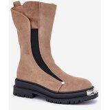 Boto Fleece-Lined Flat Heel Boots Beige Palimra | Shoptok.si
