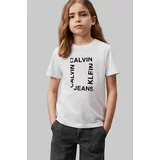 Calvin Klein Jeans Otroška bombažna kratka majica bela barva, IB0IB02159