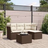 vidaXL Vrtna sedežna garnitura 5-delna z blazinami rjav poli ratan | Shoptok.si