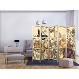  Japanski paravan - Tulips in Cream - Illustration of Flowers and Butterflies on a Light Background | shoptok.hr
