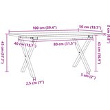  Stolić za kavu X-oblika 100x50x45cm borovina i čelik | shoptok.hr