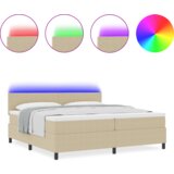  Postelja z vzmetnico in LED lučko Zeleno Sivo 200x200 cm iz žametnega materiala, (22083899) | Shoptok.si