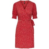 Pieces Obleka 'Tala' živo rdeča / naravno bela | Shoptok.si