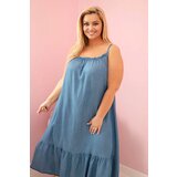 Kesi Włoski Plus Size women's dress with straps and ruffle denim | Shoptok.si