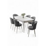 Hanah home Rasklopivi trpezarijski sto i stolice (7 delova) Asfel White Grey | Eponuda.com
