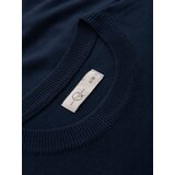 Ombre Men's sweater with round neckline in stretch knit with classic weave - navy blue | Shoptok.si