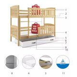  Krevet BMS Kubus na kat + ladica 200x90 cm, PINE grafit | shoptok.hr