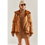 Bianco Lucci Women's Pile Collar Buckled Intermediate Suede Coat | Eponuda.ba