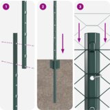 vidaXL stupovi ograde 11 kom U-kanal zelena 100 cm čelik | shoptok.hr