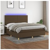 vidaXL Box spring postelja z vzmetnico LED temno rjava 180x200cm blago | Shoptok.si